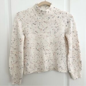 OshKosh B'gosh Girls Cream Confetti Speckled Knit Mockneck Sweater